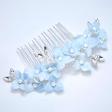 Something Blue Porcelain Flowers And Pearl Bridal Hair Comb, Bridal Hair Piece, Bridal Hair Accessories, Wedding Hair Accessory.