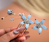 Something Blue Flowers Rhinestones And Pearl Bridal Hair Comb, Bridal Hair Piece, Bridal Hair Accessories, Wedding Hair Accessory.