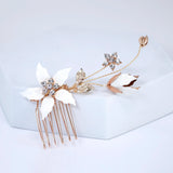 White Flowers Rhinestones And Pearl Bridal Hair Comb, Bridal Hair Piece, Bridal Hair Accessories, Wedding Hair Accessory.