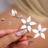 White Flowers Rhinestones And Pearl Bridal Hair Comb, Bridal Hair Piece, Bridal Hair Accessories, Wedding Hair Accessory.