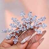 Cubic Zirconia Diamond Veil Of Blossoms Bridal Hair Comb, Bridal Hair Accessories, Wedding Hair Accessory, Bridal Hair Comb.