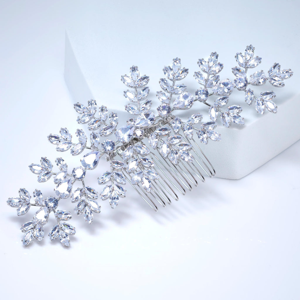 Cubic Zirconia Diamond Ever After Blossoms Bridal Hair Comb, Bridal Hair Accessories, Wedding Hair Accessory, Bridal Hair Comb.