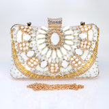 White Gold Floral Wedding Bag, Statement Bag, Evening Wedding Clutch, Bridal Clutch, Bridal Cross body bag.
