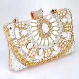 White Gold Floral Wedding Bag, Statement Bag, Evening Wedding Clutch, Bridal Clutch, Bridal Cross body bag.