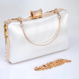White Gold Floral Wedding Bag, Statement Bag, Evening Wedding Clutch, Bridal Clutch, Bridal Cross body bag.