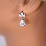 Swarovski Crystal Luxury Flower Leaves Drop Diamond/Crystal Necklace Set, Bridal Necklace Set, Bridal Jewelry, Statement Necklace