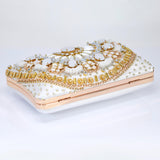White Gold Floral Wedding Bag, Statement Bag, Evening Wedding Clutch, Bridal Clutch, Bridal Cross body bag.