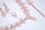 Swarovski Crystal Shimmering Leaf Veil Diamond/Crystal Necklace Set, Bridal Necklace Set, Bridal Jewelry, Statement Necklace