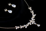 Swarovski Crystal Luxury Flower Leaves Drop Diamond/Crystal Necklace Set, Bridal Necklace Set, Bridal Jewelry, Statement Necklace