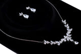 Swarovski Crystal Luxury Flower Leaves Drop Diamond/Crystal Necklace Set, Bridal Necklace Set, Bridal Jewelry, Statement Necklace