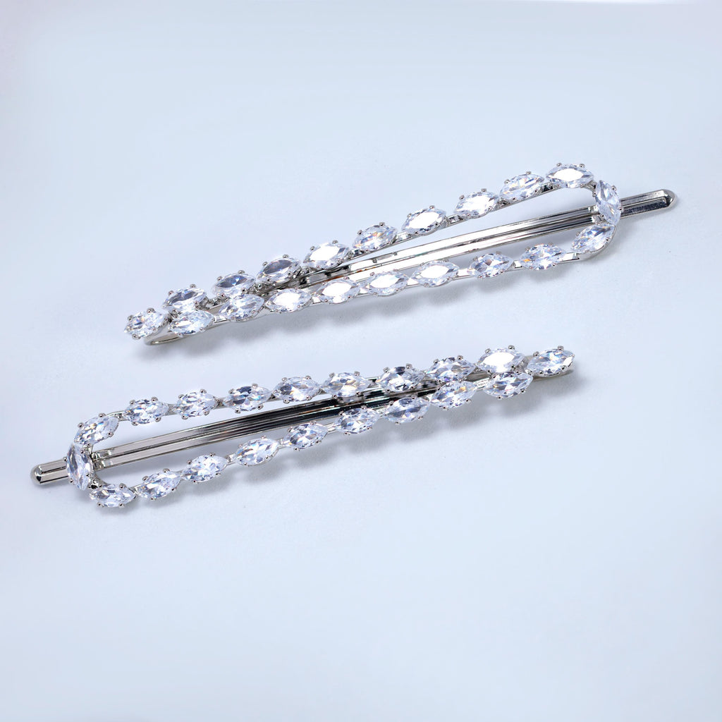 Set Of 2 Silver Spark Barrette Bridal Hair Clip, Bridesmaid Gift, Wedding Hair Accessory.