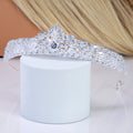 CZ Frosted Fern Marquise Tiara , bridal Crown Tiara, Floral Leaves crystal wedding tiara, Crystal Bride, Wedding Crown