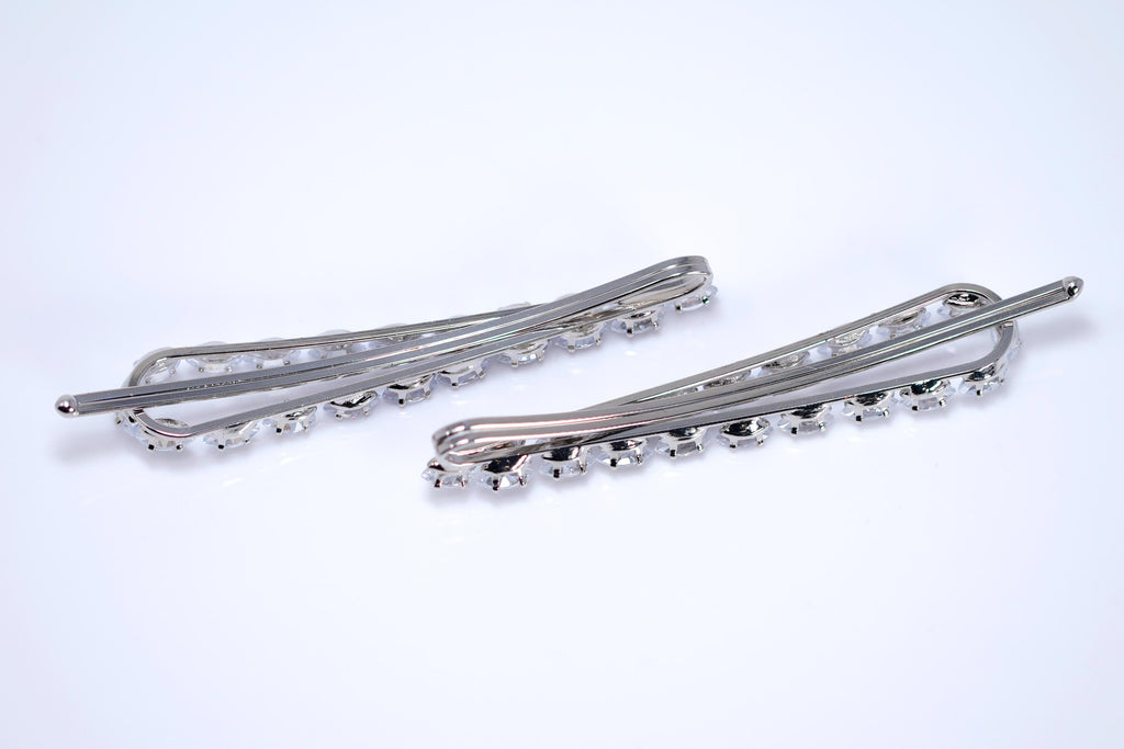 Set Of 2 Silver Spark Barrette Bridal Hair Clip, Bridesmaid Gift, Wedding Hair Accessory.