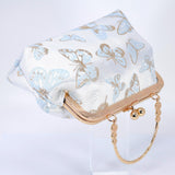 Shimmering Gold Butterflies In The Sky Bridal Wedding Bag, Statement Evening Wedding Clutch, Cross Body Bag