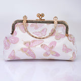 Shimmering Gold Butterflies In The Sky Bridal Wedding Bag, Statement Evening Wedding Clutch, Cross Body Bag