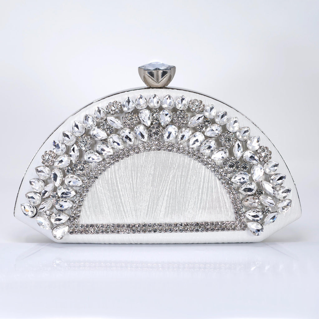 Half Moon Rhinestones Wedding Bag, Statement Bag, Evening Clutch, Wedding Clutch, Bridal Clutch, Bridal Cross body bag.