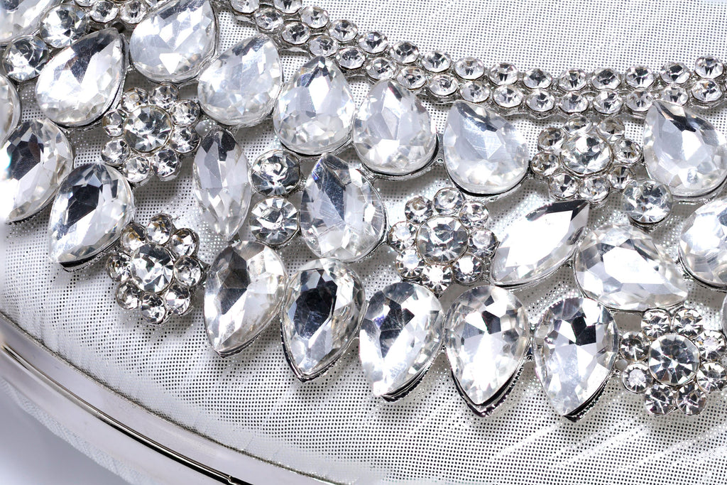 Half Moon Rhinestones Wedding Bag, Statement Bag, Evening Clutch, Wedding Clutch, Bridal Clutch, Bridal Cross body bag.
