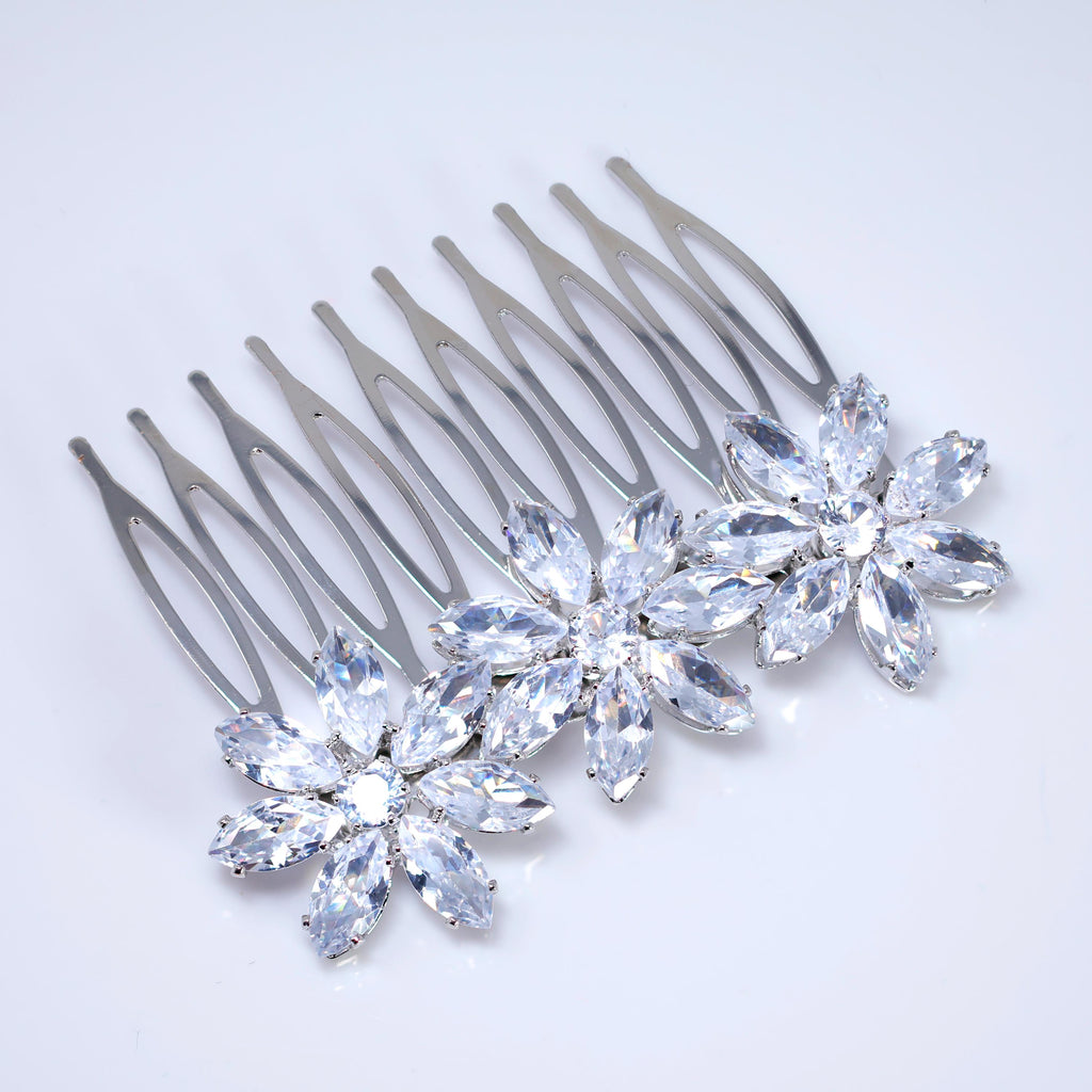 Cubic Zirconia, Forever In Bloom Dainty Bridal Hair Comb, Bridal Hair Accessories, Wedding Hair Accessory, Bridal Hair Comb.