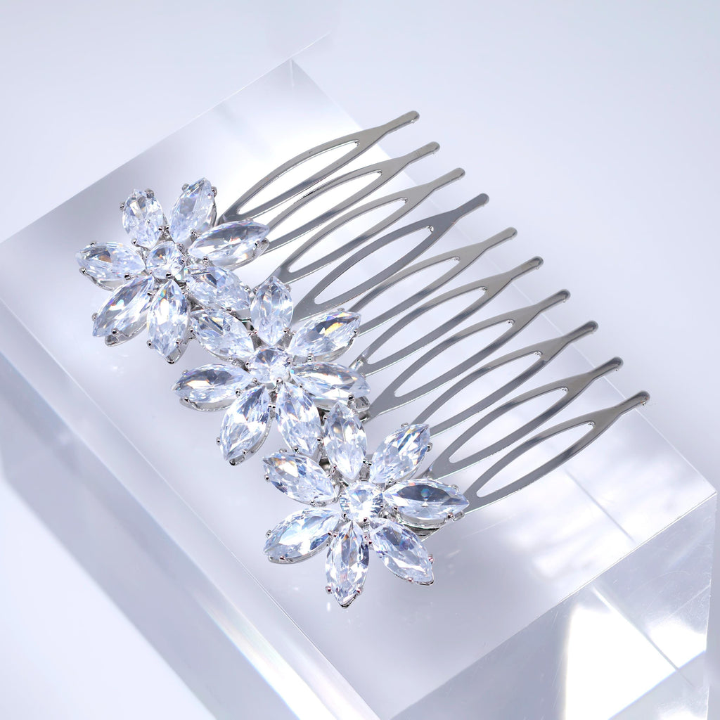 Cubic Zirconia, Forever In Bloom Dainty Bridal Hair Comb, Bridal Hair Accessories, Wedding Hair Accessory, Bridal Hair Comb.
