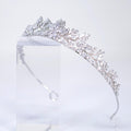 CZ Celeste Flower Leaf Crystal Tiara , bridal Crown Tiara, Floral Leaves crystal wedding tiara, Crystal Bride, Wedding Crown