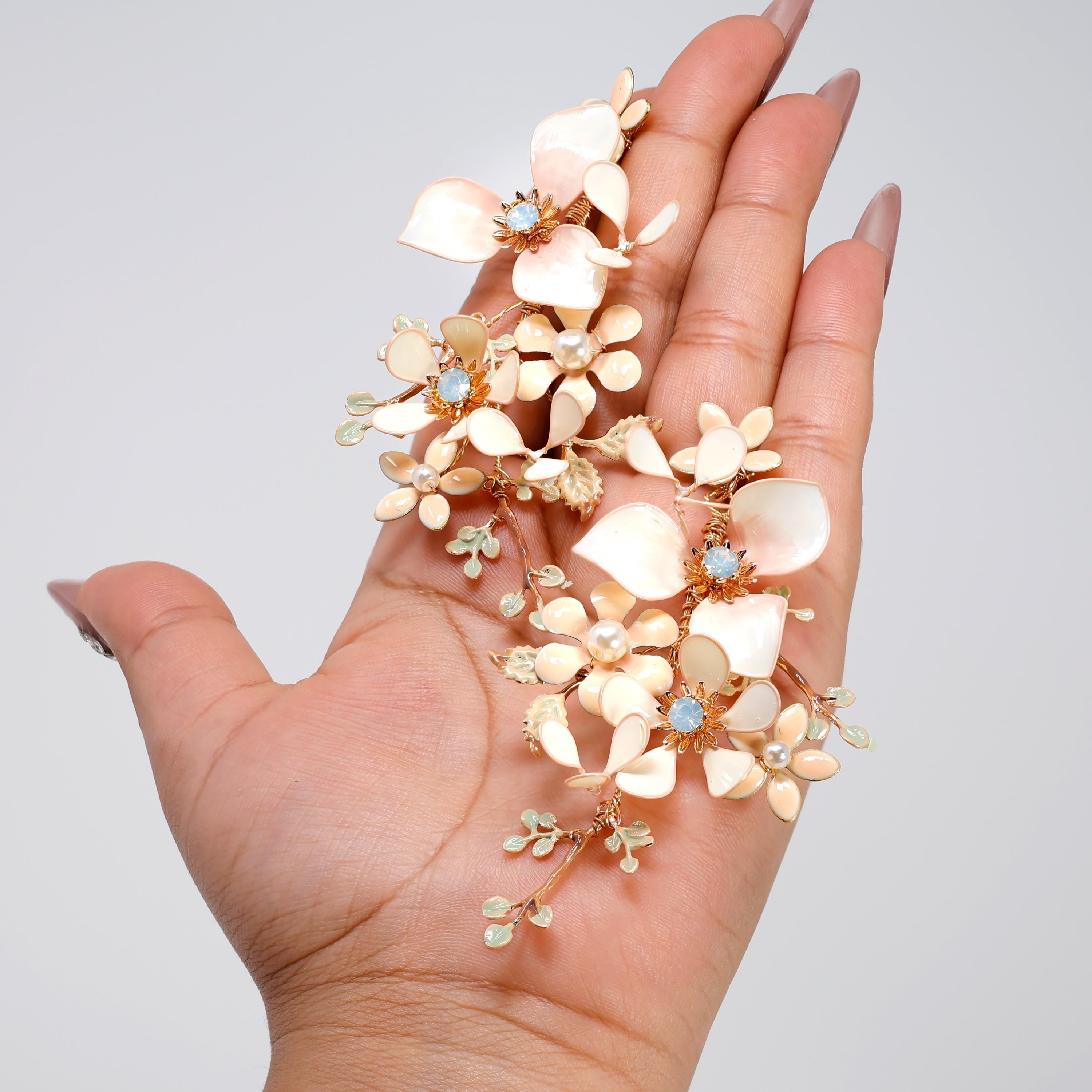 Mesmerizing Fairy Floral Dream Earrings : Faux Pearl And Acrylic Floral Bridal Jewelry