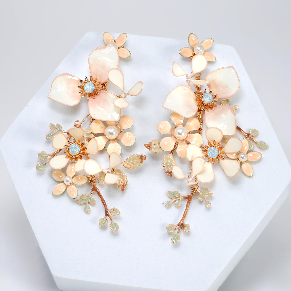 Mesmerizing Fairy Floral Dream Earrings : Faux Pearl And Acrylic Floral Bridal Jewelry