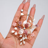 Blush Sonata Necklace and Earrings : Opal, Faux Pearl And Acrylic Floral Bridal Jewelry