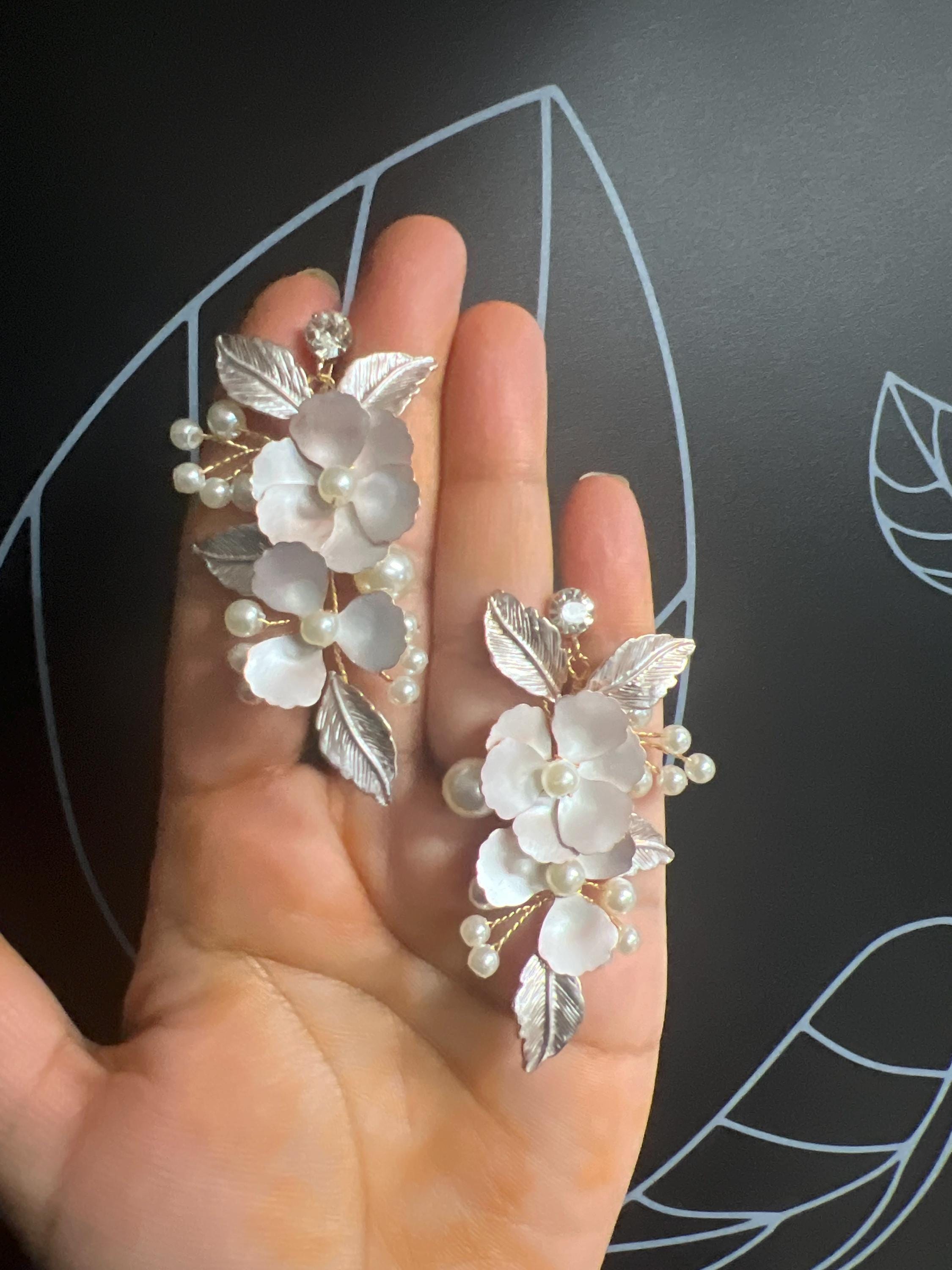 Swarovski Flower Petals Crystal, Rhinestone Earrings, Long Bridal Jewelry Bridal Earrings Crystal Bridal Earrings Statement Earrings Cz