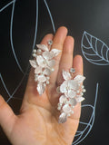 Swarovski Flower Petals Crystal, Rhinestone Earrings, Long Bridal Jewelry Bridal Earrings Crystal Bridal Earrings Statement Earrings Cz