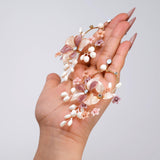 Blush Sonata Necklace and Earrings : Opal, Faux Pearl And Acrylic Floral Bridal Jewelry