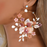 Blush Sonata Necklace and Earrings : Opal, Faux Pearl And Acrylic Floral Bridal Jewelry