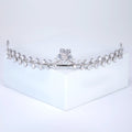 Cubic Zirconia Dainty Flower Surrounding Leaves Tiara, bridal Hair Accessories, crown crystal wedding Tiara For Bun Hairstyle.