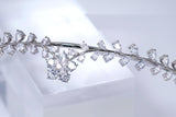 Cubic Zirconia Dainty Flower Surrounding Leaves Tiara, bridal Hair Accessories, crown crystal wedding Tiara For Bun Hairstyle.