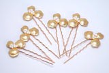 Golden Dreams With Pearl Dust: Earring, Comb And Hair Pins (Set of 6) Wedding Hair Accessory