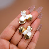 Golden Dreams With Porcelain Floral Petals: Earring, Comb And Hair Pins (Set of 3) Wedding Hair Accessory