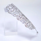 Cubic Zirconia Floral Centered In Divine Tiara, Gift For Her, Bride Tiara, Wedding Jewelry.