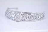 Cubic Zirconia Floral Centered In Divine Tiara, Gift For Her, Bride Tiara, Wedding Jewelry.