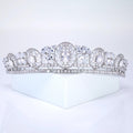 Cubic Zirconia Floral Centered In Divine Tiara, Gift For Her, Bride Tiara, Wedding Jewelry.