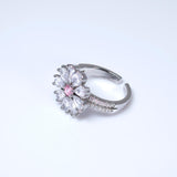 CZ Blushing Flower Statement Pendant Diamond/Crystal Necklace Set, Bridal Ring, Bridal Earrings, Statement Necklace