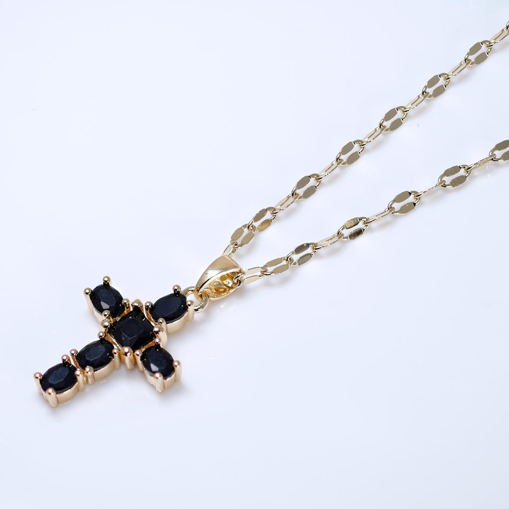 CZ Cross Of faith Pendant Necklace , Statement Necklace