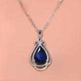 CZ Royal Blue Dainty Queen's Elegant Pendent Necklace, Gift for her, Bridesmaid Proposal, Valentines