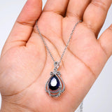 CZ Royal Blue Dainty Queen's Elegant Pendent Necklace, Gift for her, Bridesmaid Proposal, Valentines
