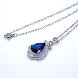 CZ Royal Blue Dainty Queen's Elegant Pendent Necklace, Gift for her, Bridesmaid Proposal, Valentines