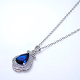 CZ Royal Blue Dainty Queen's Elegant Pendent Necklace, Gift for her, Bridesmaid Proposal, Valentines