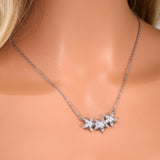 Dainty Smile In Flowers Dainty Necklace , Long Bridal Jewelry, Bridal Earrings And Necklace, Statement Earrings Cz Necklace Set.