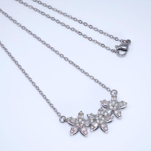 Dainty Smile In Flowers Dainty Necklace , Long Bridal Jewelry, Bridal Earrings And Necklace, Statement Earrings Cz Necklace Set.