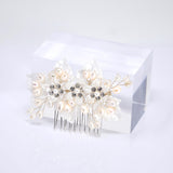 Natural Pearl, White Flower And Leaves Hair Comb, Bridal Hair Comb, Gift For Her, Bridesmaid, Mother Of Bride/Groom Accessory
