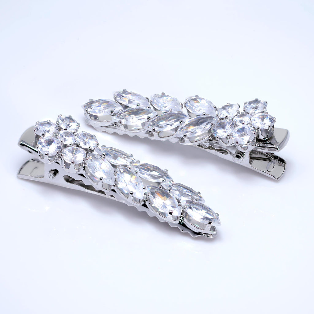 Set Of 2 Floral Leaves In Bridal Hair Clip, Bridesmaid Gift, Wedding Hair Accessory.