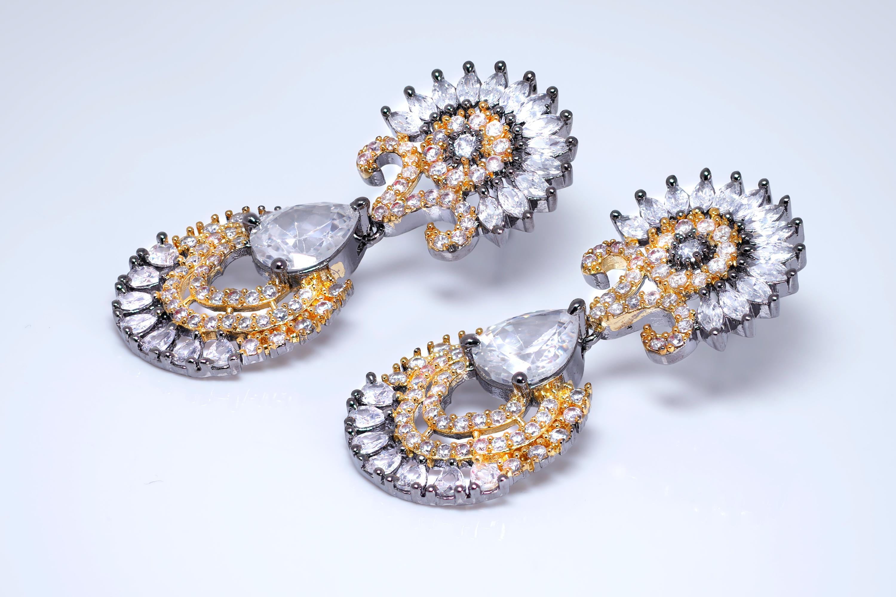Black Gold Sunrise Sonata Earrings: Statement Chandelier Earrings