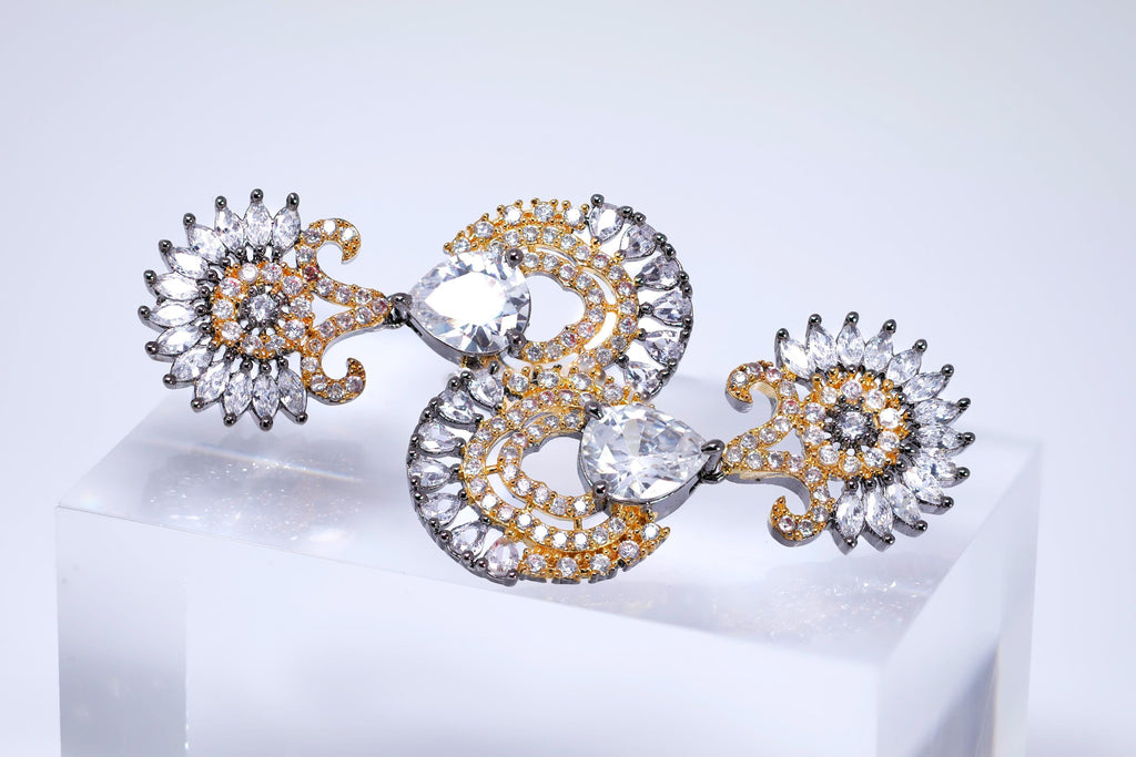 Black Gold Sunrise Sonata Earrings: Statement Chandelier Earrings